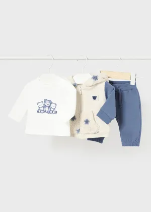 3 Piece Boys Bear Hoodie, Pants, Shirt