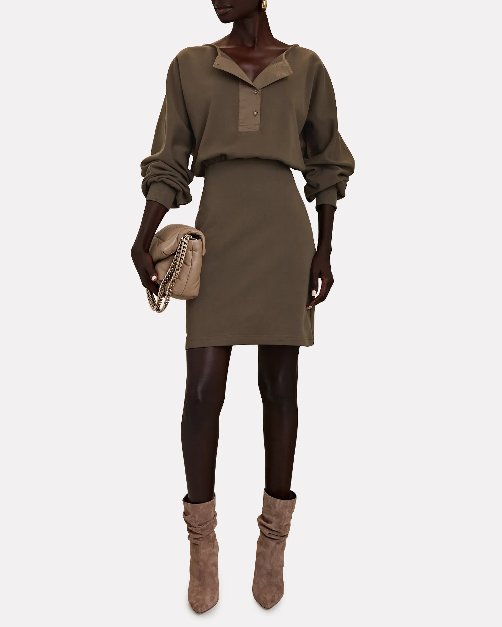 3.1 Phillip Lim French Terry Henley Mini Dress