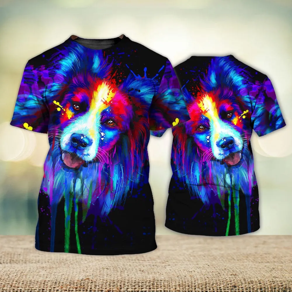 3D Dog T Shirts, Border Collie Love Galaxy All Over Print T-Shirt, Gift For Pet Loves