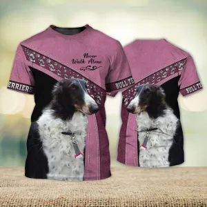 3D Dog T Shirts, Borzoi Love Never Walk Alone All Over Print T-Shirt, Gift For Pet Loves
