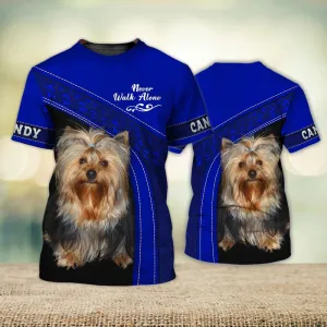 3D Dog T Shirts, Candy Never Walk Alone Love All Over Print T-Shirt, Gift For Pet Loves