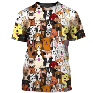 3D Dog T Shirts, Dog Cute All Over Print T-Shirt, Gift For Pet Loves