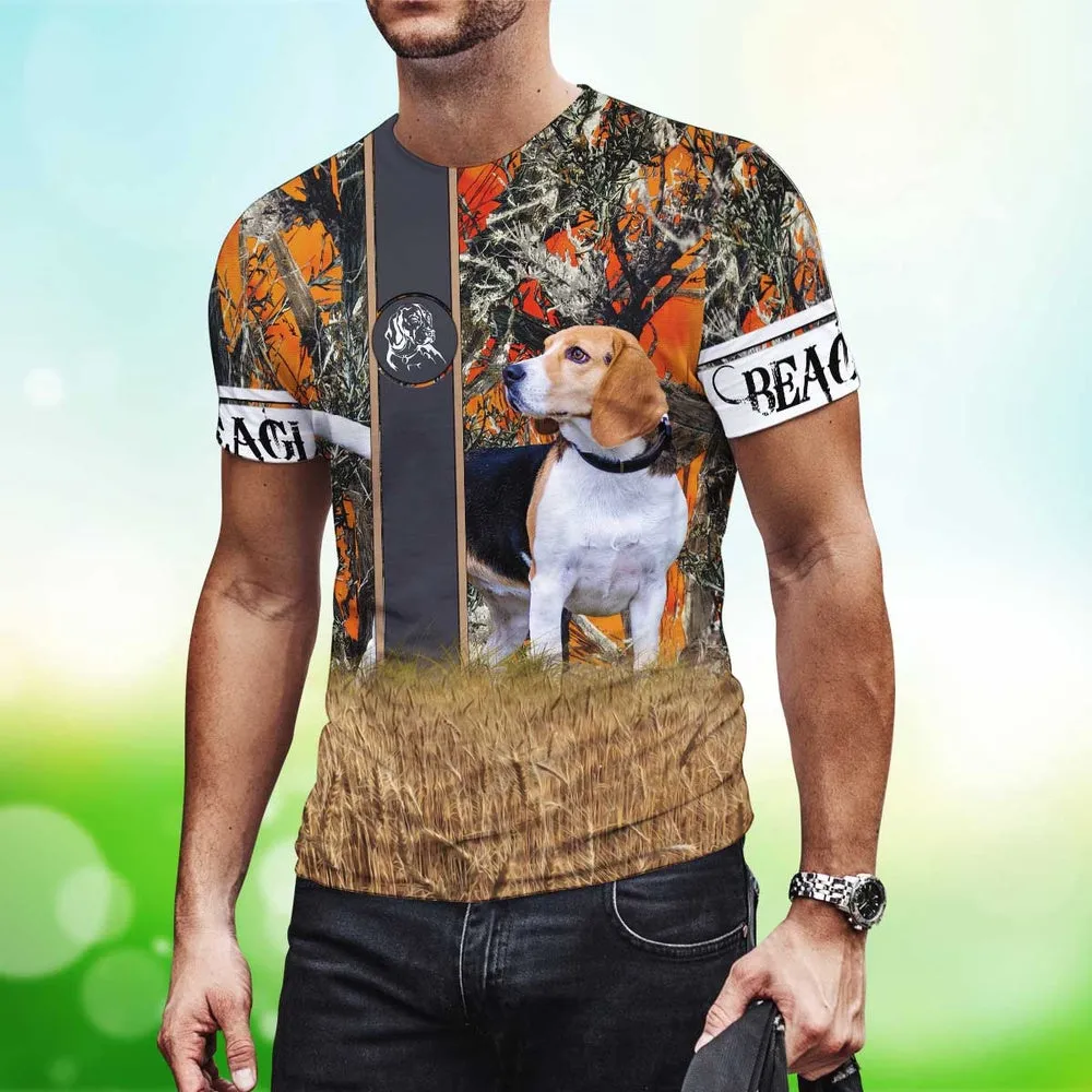 3D Dog T Shirts, Love Beagle Hunting Dog All Over Print T-Shirt, Gift For Pet Loves