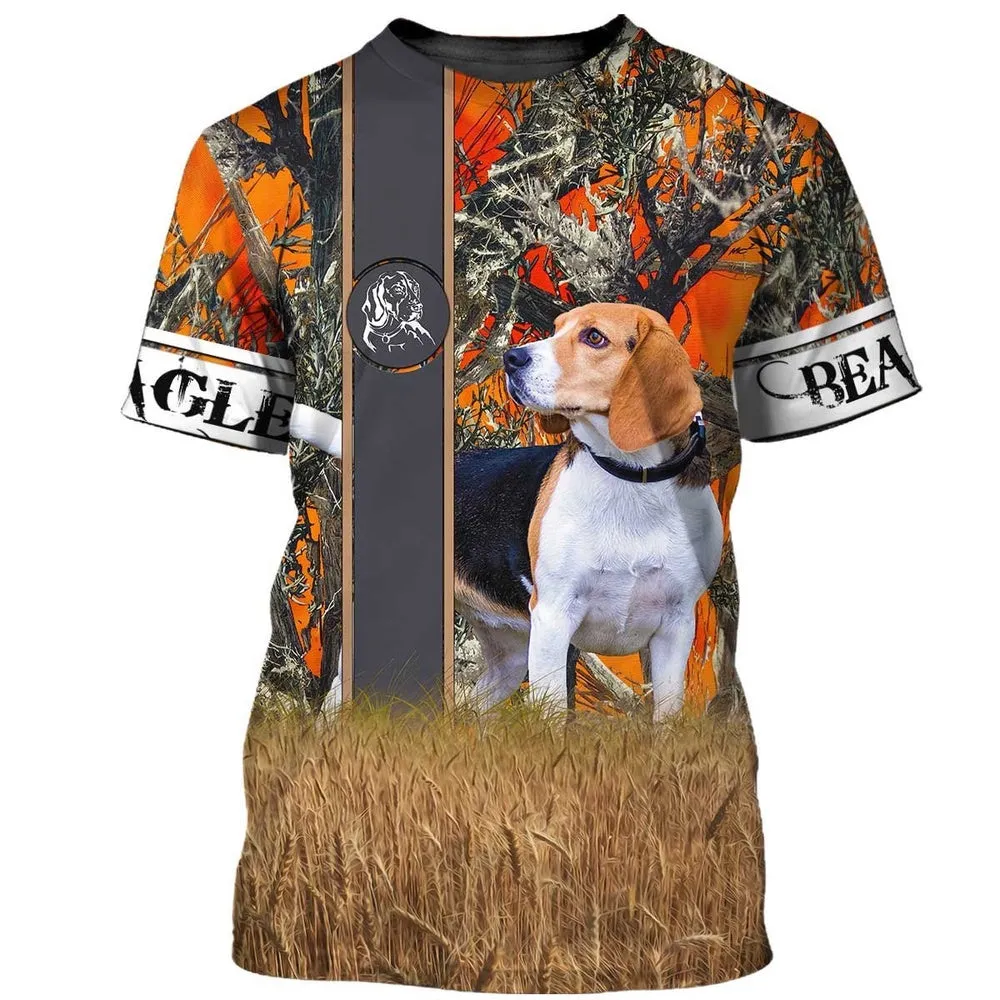 3D Dog T Shirts, Love Beagle Hunting Dog All Over Print T-Shirt, Gift For Pet Loves