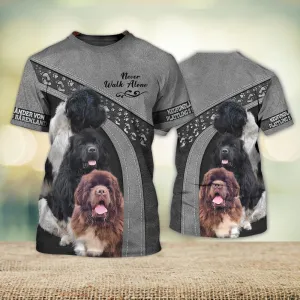 3D Dog T Shirts, Neufundlander vom Barenfels Love Never Walk Alone All Over Print T-Shirt, Gift For Pet Loves