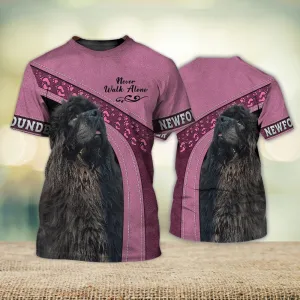 3D Dog T Shirts, Newfounder Love Never Walk Alone All Over Print T-Shirt, Gift For Pet Loves