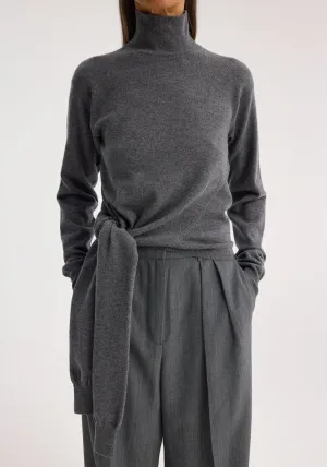 4-sleeved knotted jumper | mid grey melange