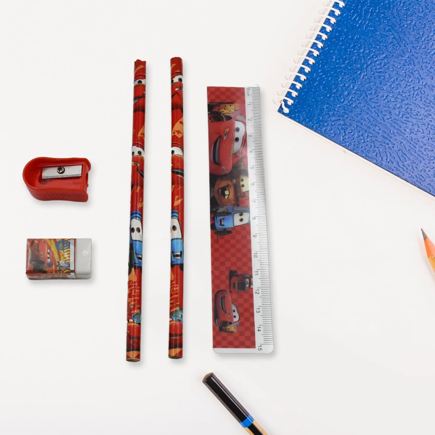 4580  Cartoon Wooden Pencil Set for Kids Boys Return Gifts Birthday Party Space Stationary Set Pencil Eraser Sharpener Combo Kit for Kids Boys
