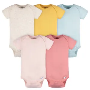 5-Pack Baby Neutral Blue/ Pink Short Sleeve Onesies® Bodysuits