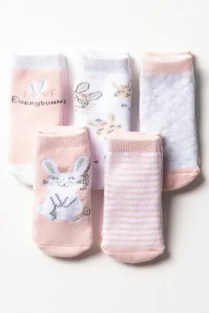 5 Pack Bunny Socks Pink