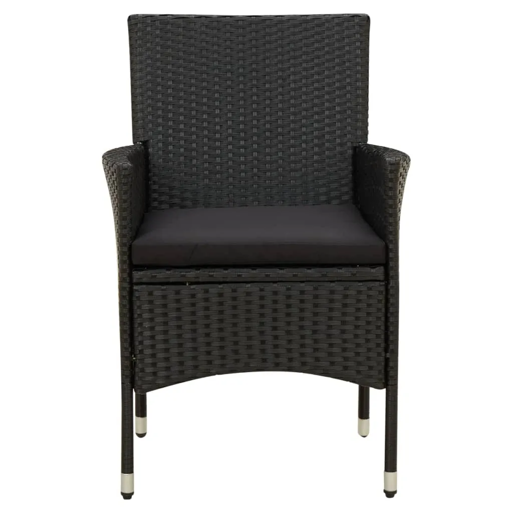 5 Piece Outdoor Dining Set with Cushions Poly Rattan Black