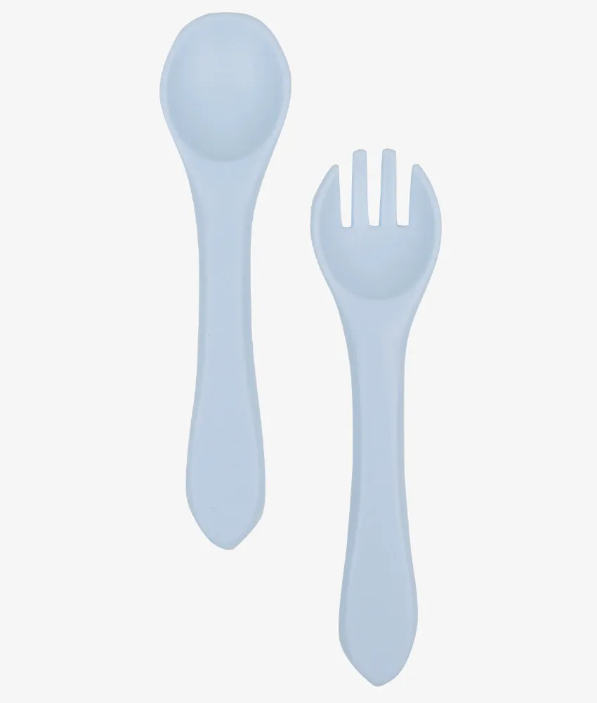 6 Piece Silicone Baby Feeding Set |  Plate, Bowl, Place-mat - Baby Blue