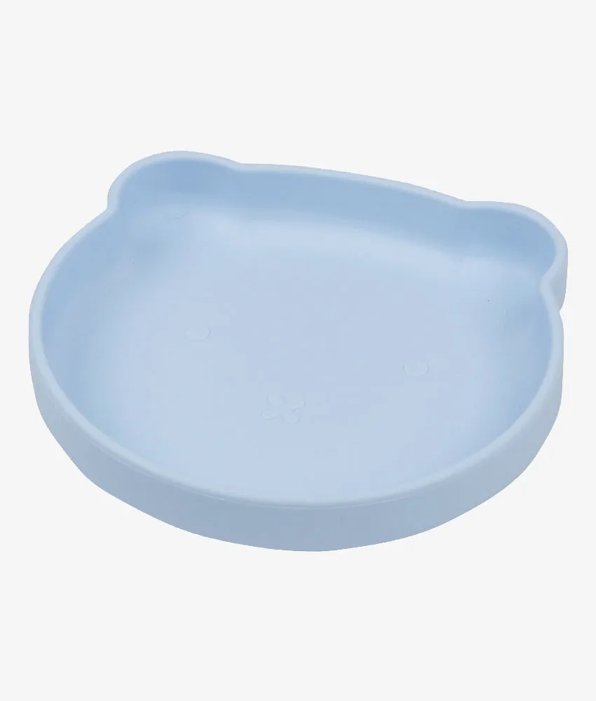 6 Piece Silicone Baby Feeding Set |  Plate, Bowl, Place-mat - Baby Blue