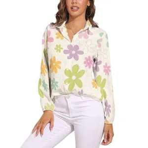 60s Top Style, 60s style blouse, Floral Top, 60s mod top, Mod 60s style top, 60s clothing, Floral Blouse Women,Semi Sheer Top, Retro Top