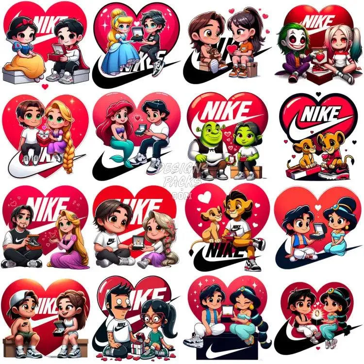 70 Valentine's Day Cartoon Couples Designs Bundle PNG