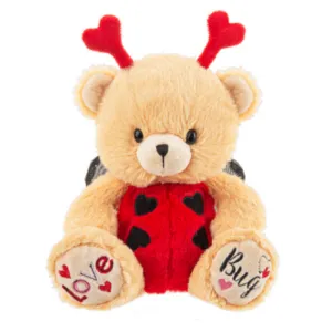 7" Love Bug Ladybug Tan Bear with Flutter Wings Stuffed Plush