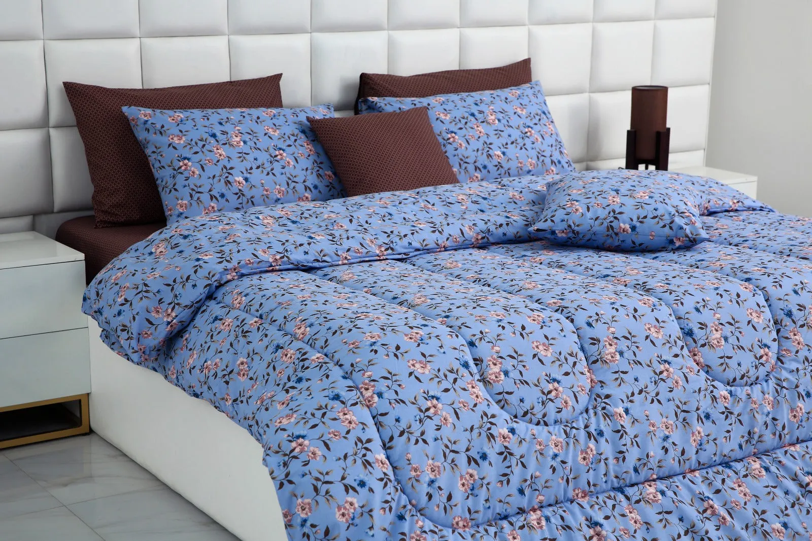 8 PCs Winter Comforter Set-Blue Patels