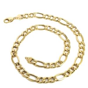 8mm Figaro Link Chain – Solid Yellow Gold for Men