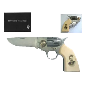 8" John Henry "Doc" Holliday Photo on Handle Gun Style Folding Knife