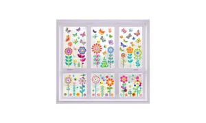 9 Sheets Window Clings DIY Flower Plant Pattern Window Stickers