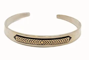 925S & 14k Gold J. Yazzie Navajo for MM Rogers Unisex Cuff Bracelet Circa 1980s