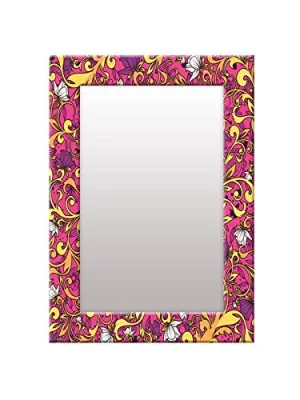 999STORE Printed Mirror Decoration for Living Room mirors for Wall Purple Floral Art washroom Bathroom Mirror (MDF_14X20 Inches) MirrorSMP110