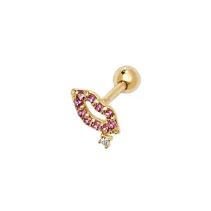 9ct Yellow Gold Zirconia Lips Cartilage 6mm Post Stud ES926