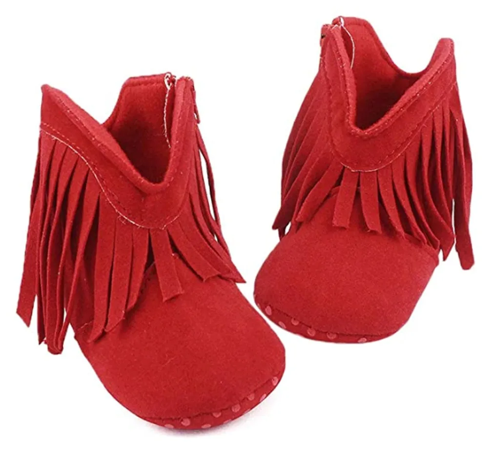 Absolutely Adorable Baby Cowkid Fringed Booties