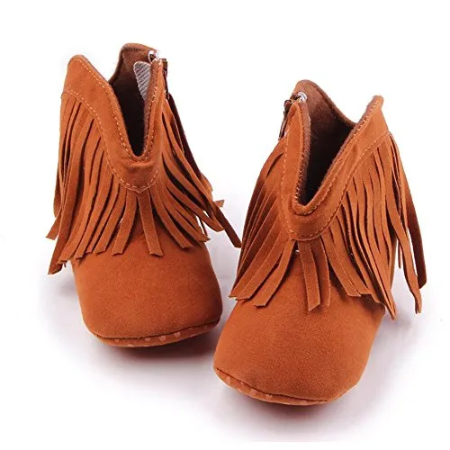 Absolutely Adorable Baby Cowkid Fringed Booties