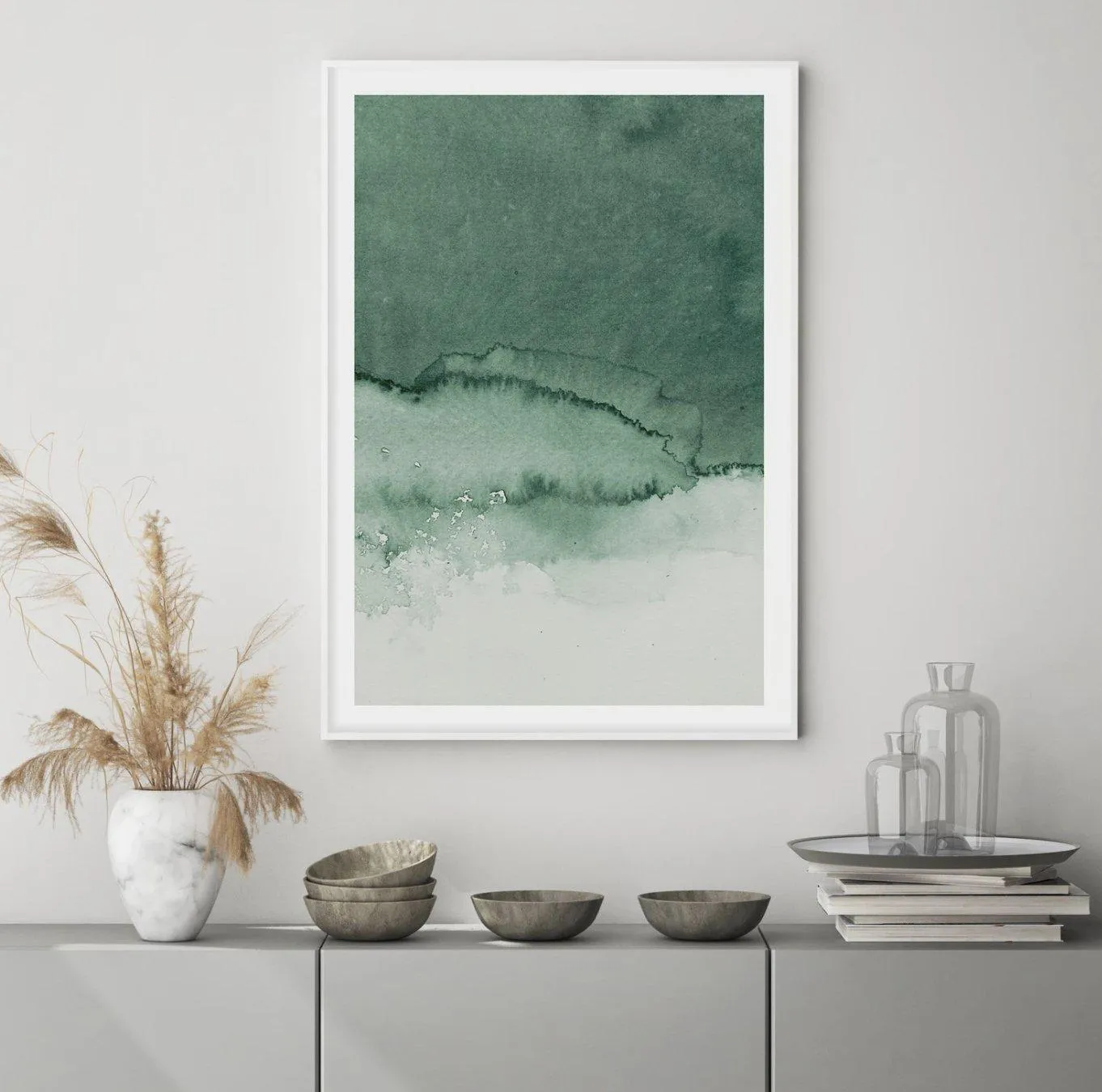 Abstract Green Watercolour III Art Print