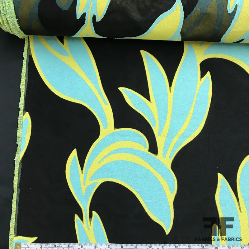 Abstract Organza Burnout - Blue/Green/Black