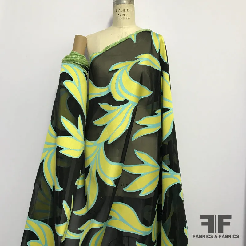 Abstract Organza Burnout - Blue/Green/Black