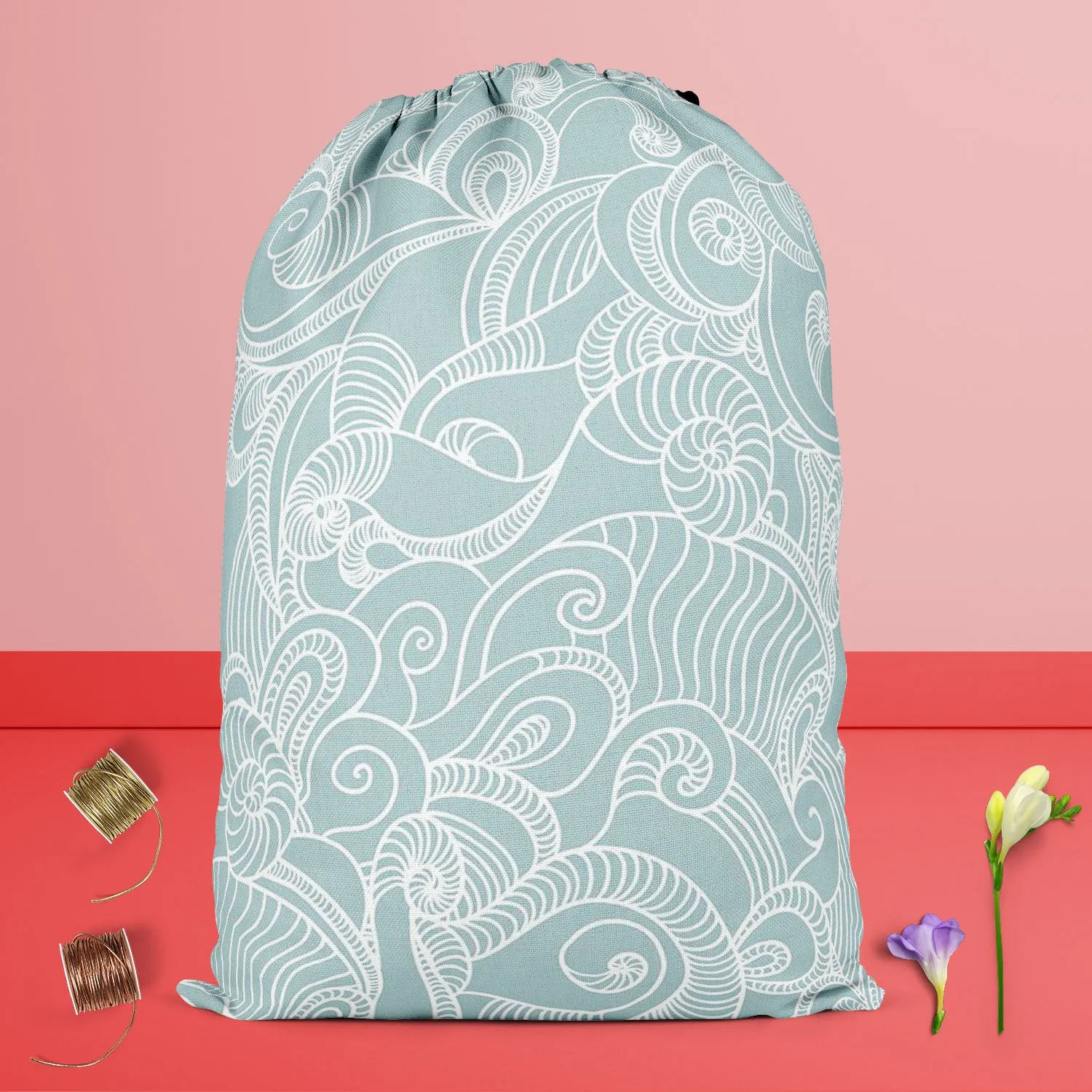 Abstract Wave Reusable Sack Bag | Bag for Gym, Storage, Vegetable & Travel