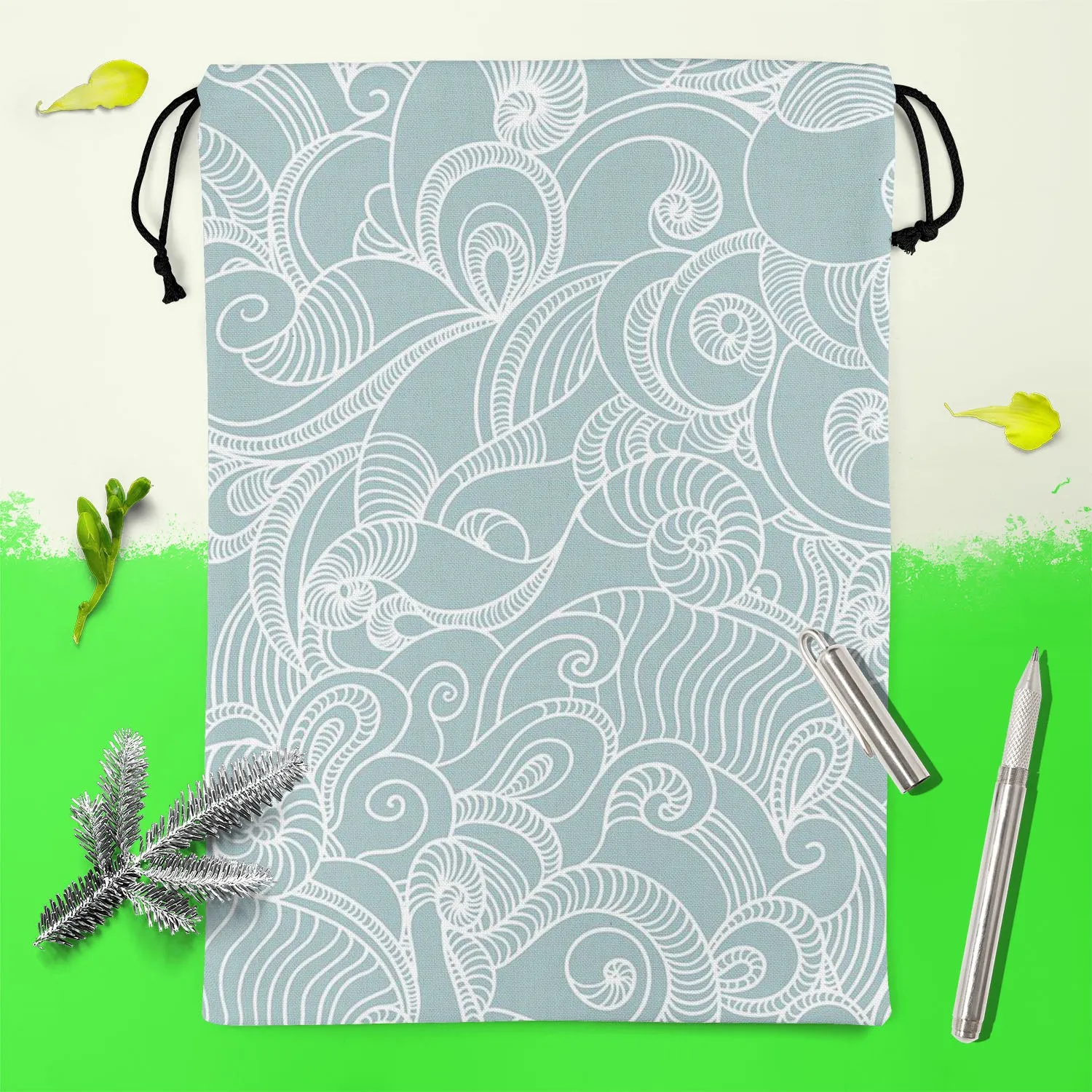 Abstract Wave Reusable Sack Bag | Bag for Gym, Storage, Vegetable & Travel