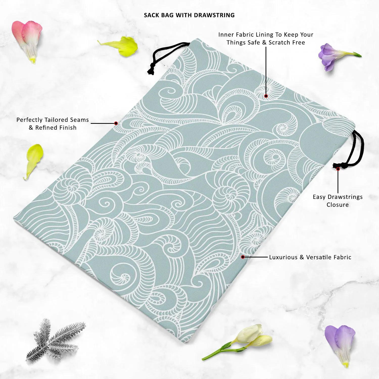 Abstract Wave Reusable Sack Bag | Bag for Gym, Storage, Vegetable & Travel