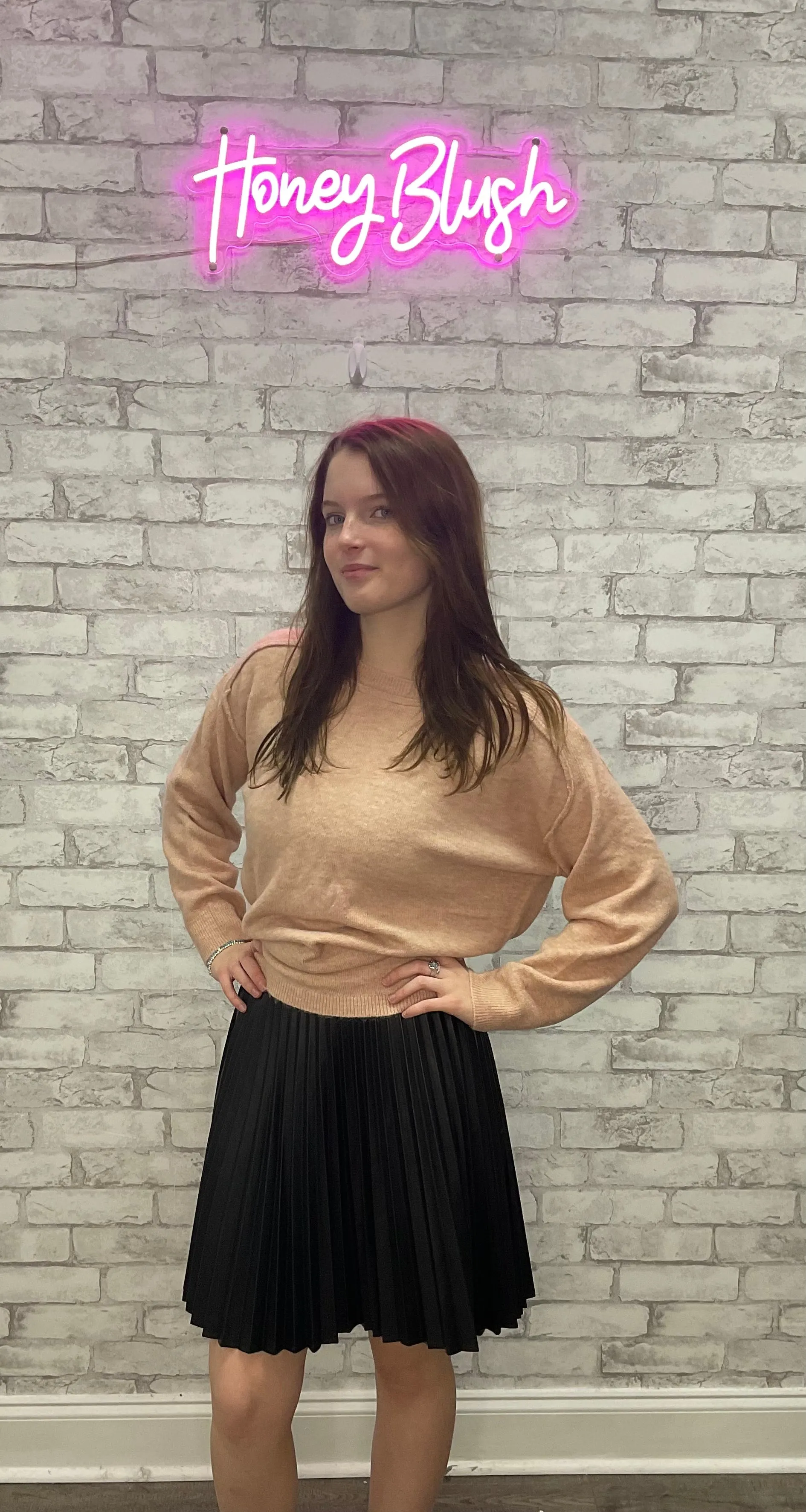 ACCORDION PLEATED, FAUX LEATHER, SKIRT