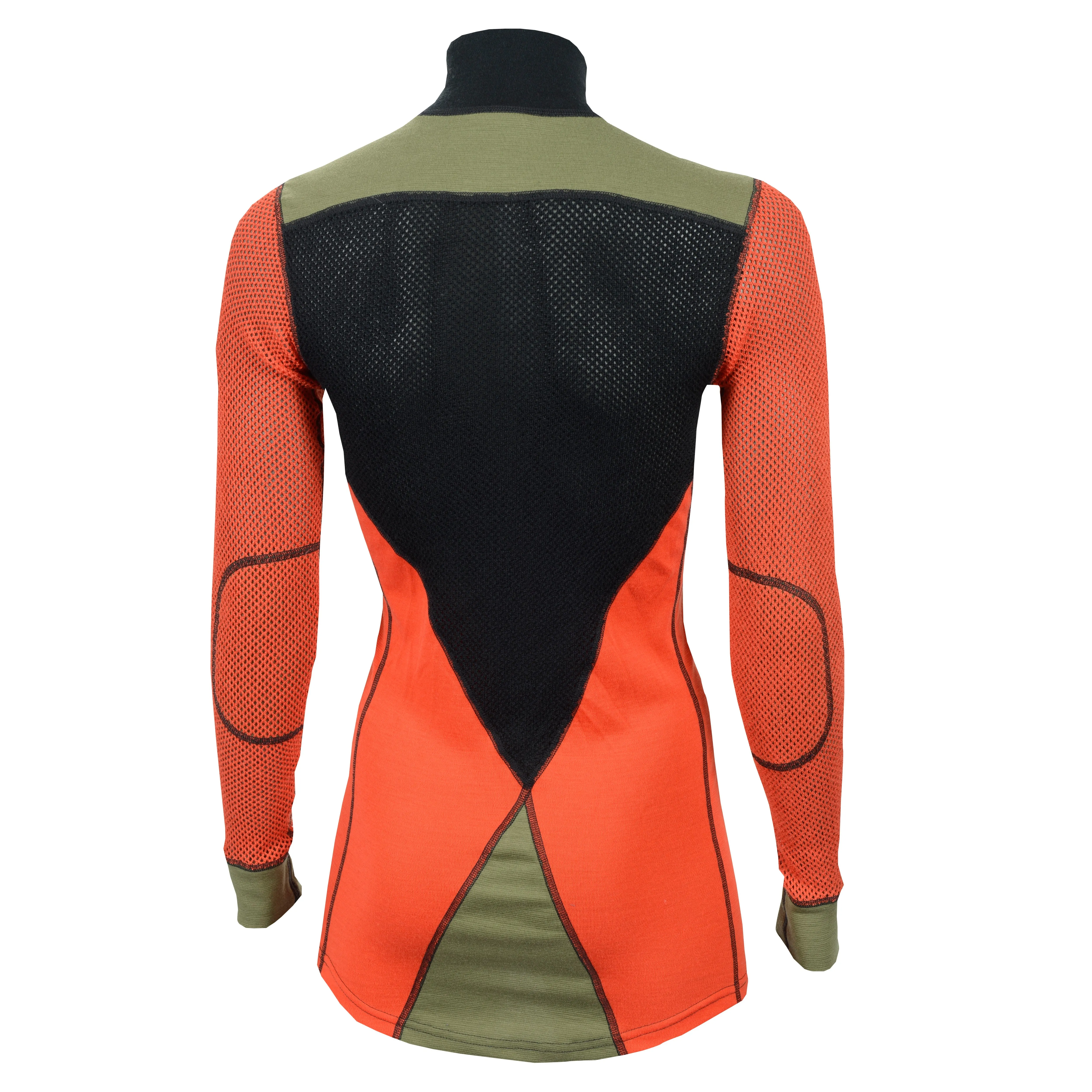 Aclima Women&#x27;s WoolNet Hybrid Mock Neck Jet Black/Poinciana/Capulet Olive | Buy Aclima Women&#x27;s WoolNet Hybrid Mock Neck Jet Black/Poinciana/Capulet Olive here | Outnorth