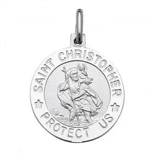 Acotis Silver Pendant St. Christopher Round G6959