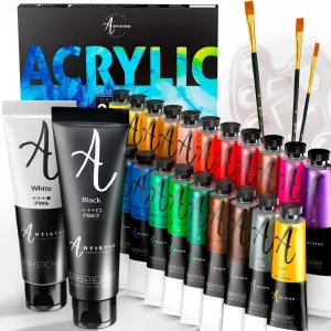 Acrylic paint set - 24 colors with brushes