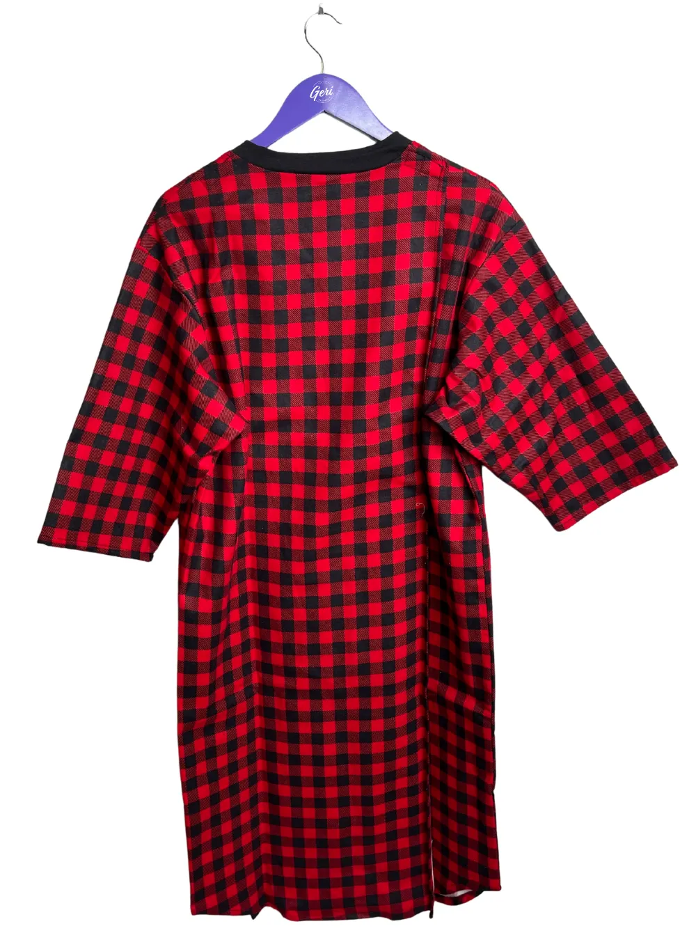 Adaptive Flannel V-Neck Nightshirt
