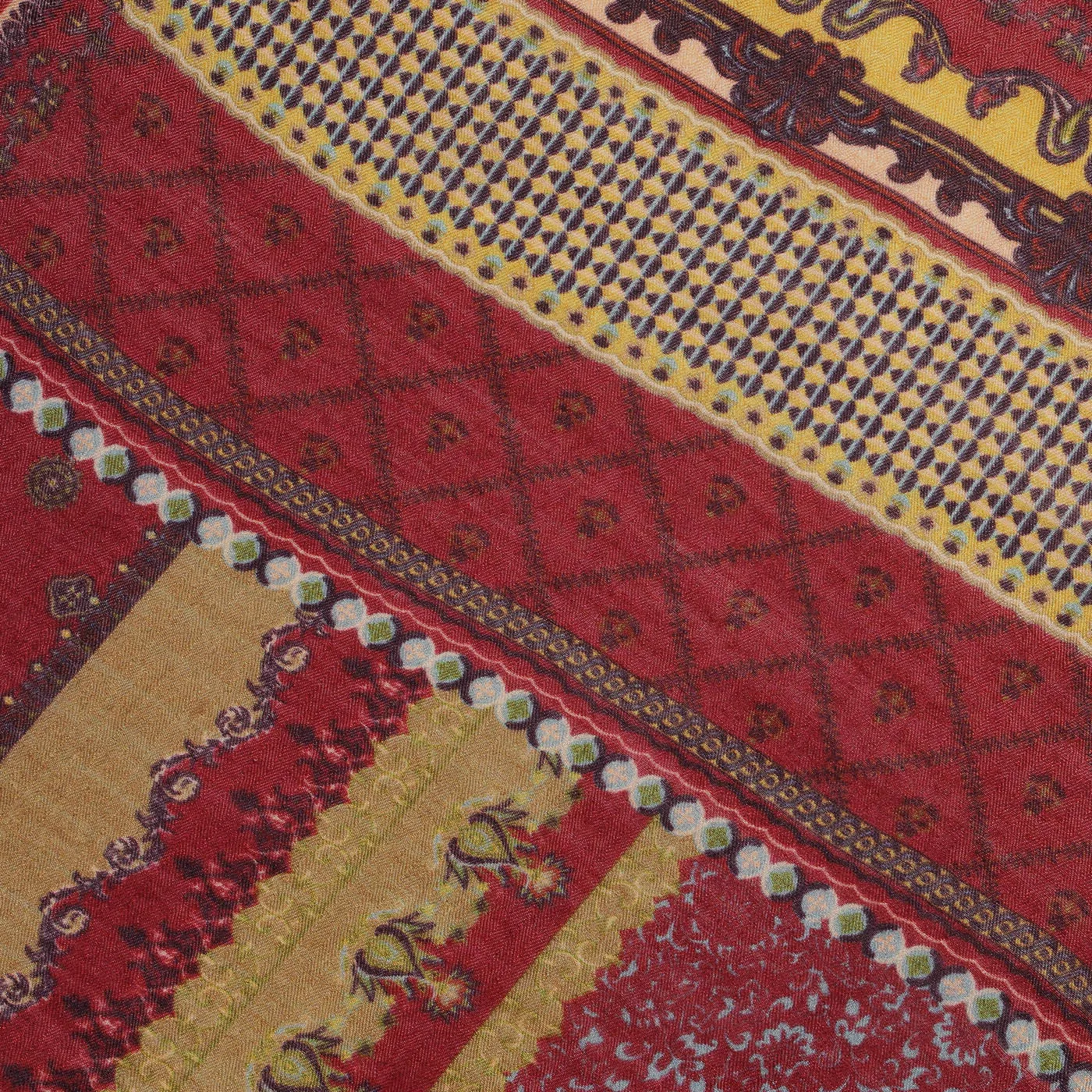 Adeel Dark Marron Wool Silk Printed Muffler