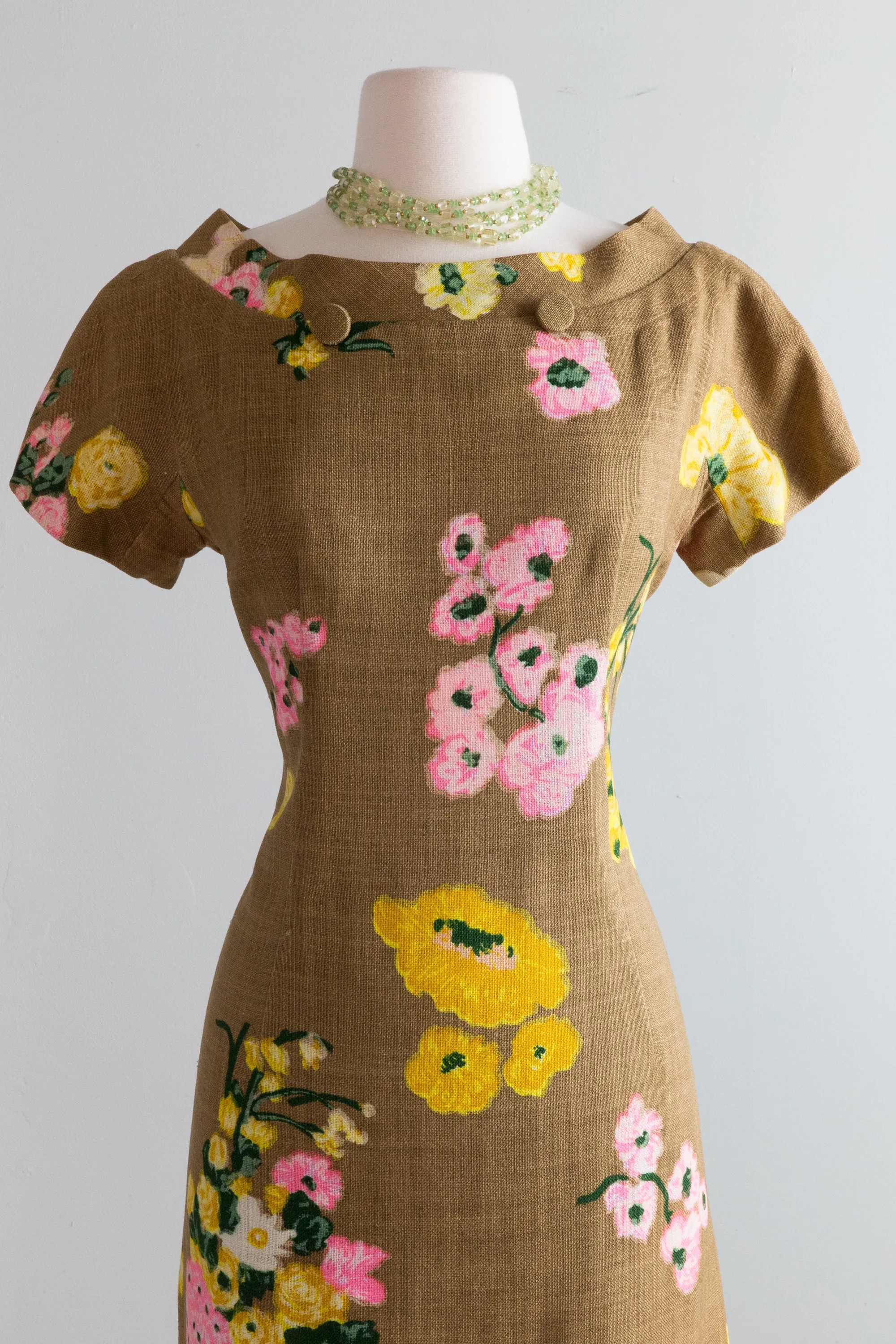 Adorable 1960's Floral Print Day Dress From Saks / Medium