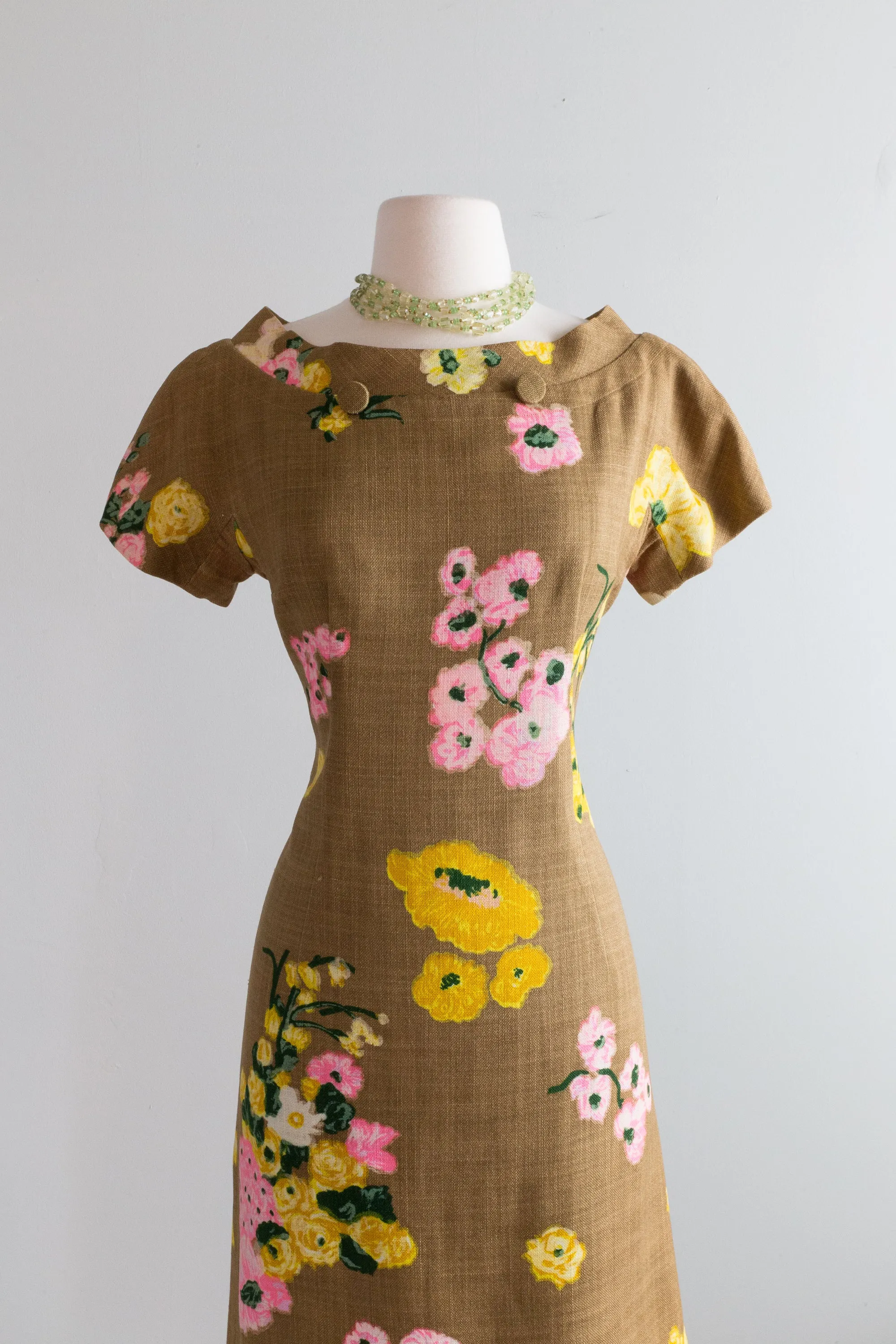 Adorable 1960's Floral Print Day Dress From Saks / Medium