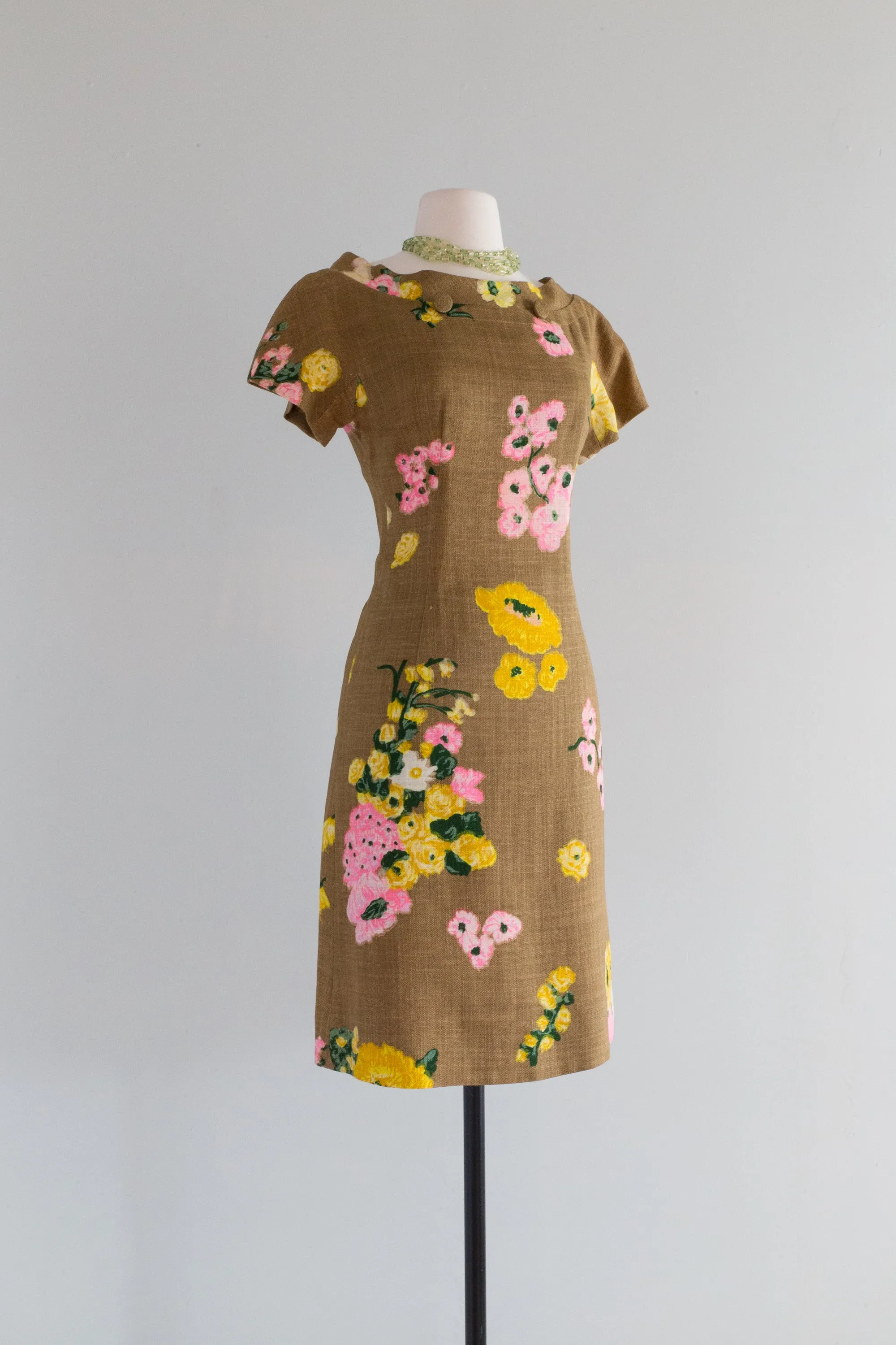 Adorable 1960's Floral Print Day Dress From Saks / Medium