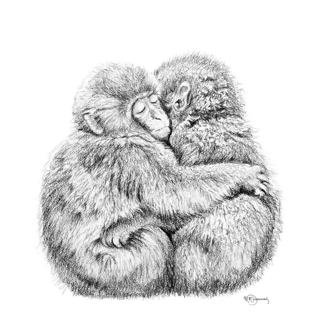Adorable Monkey Hug - greeting card