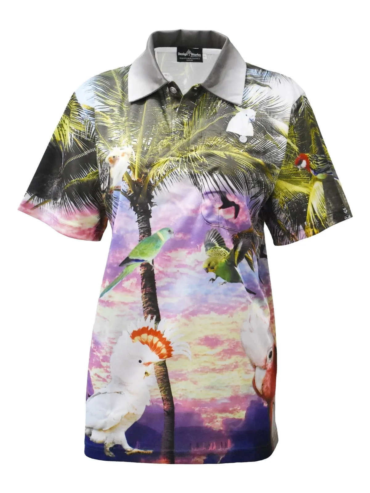 Adult Short Sleeve  Gardening Tropical Sun Shirt - Parrots