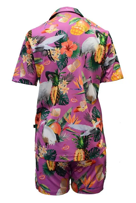 Adult Short Sleeve UPF50  Hawaiian Shirt - Bin Chicken Pink