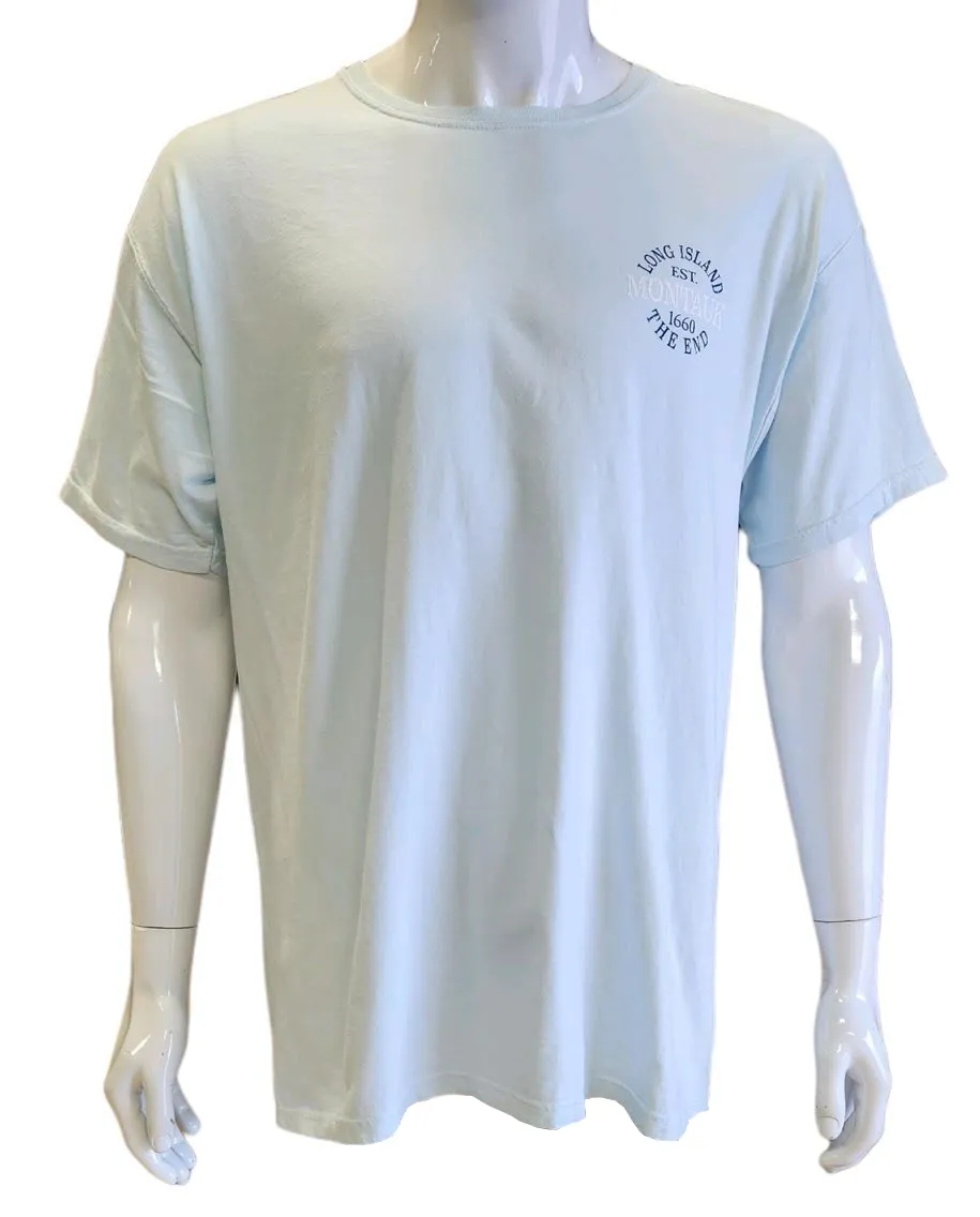 Adult Unisex Wild West Fishing Montauk The End 1660 Bass Screen Printed Short Sleeve T-Shirt