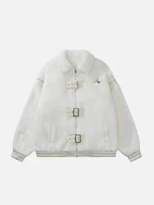 Aelfric Eden Leather Buckle Four Star Sherpa Coat