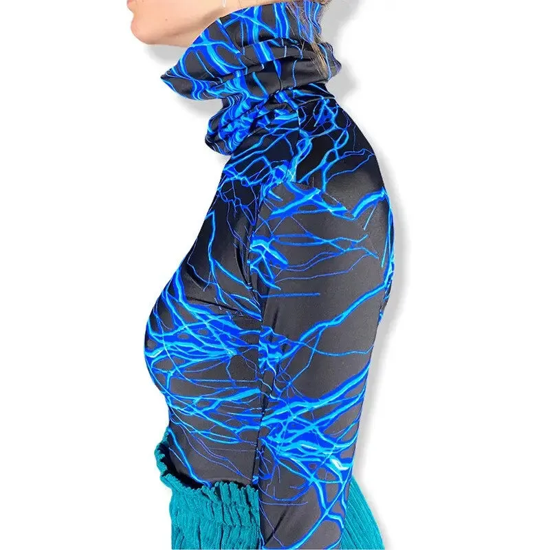 Aesthetic Thunder Turtle Neck Long-Sleeve Top